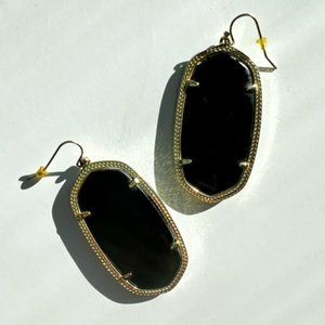 KENDRA SCOTT Elle Gold Drop Earrings in Black Opaque Glass-BEST SELLER